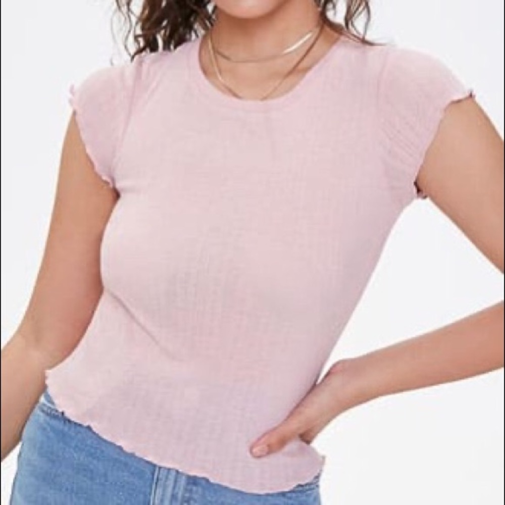 NWT Poof Lettuce Edge Pointelle Knit Tee